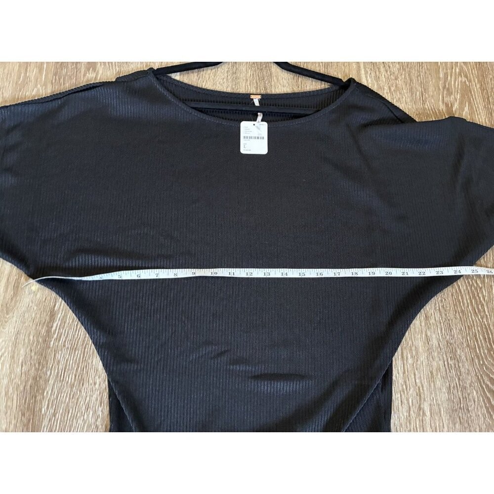 Free People NWT Ribbed Maxi Long Sleeve Black High Low Dress Size Large - Picture 8 of 10
